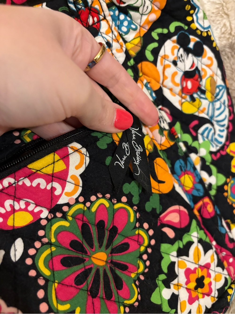 Disney Parks Mickey & Minnie Vera Bradley Original Large Quilted Tote Bag - Picture 8 of 16